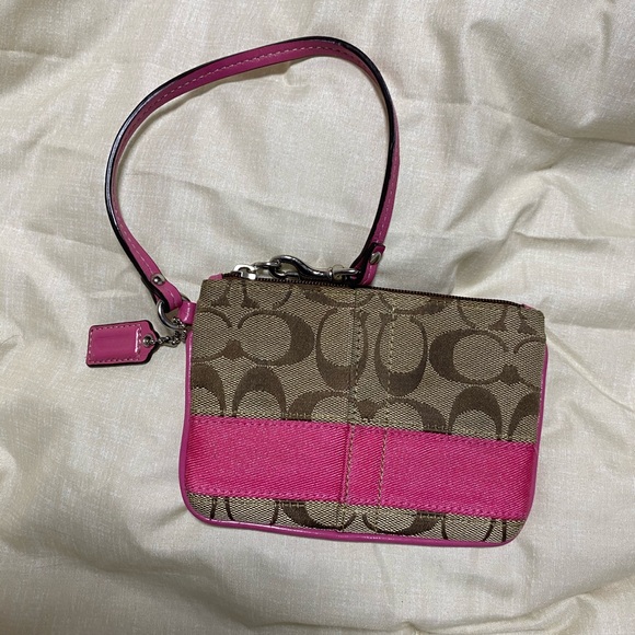 Coach Signature Wristlet Brown/Pink - Picture 3 of 9